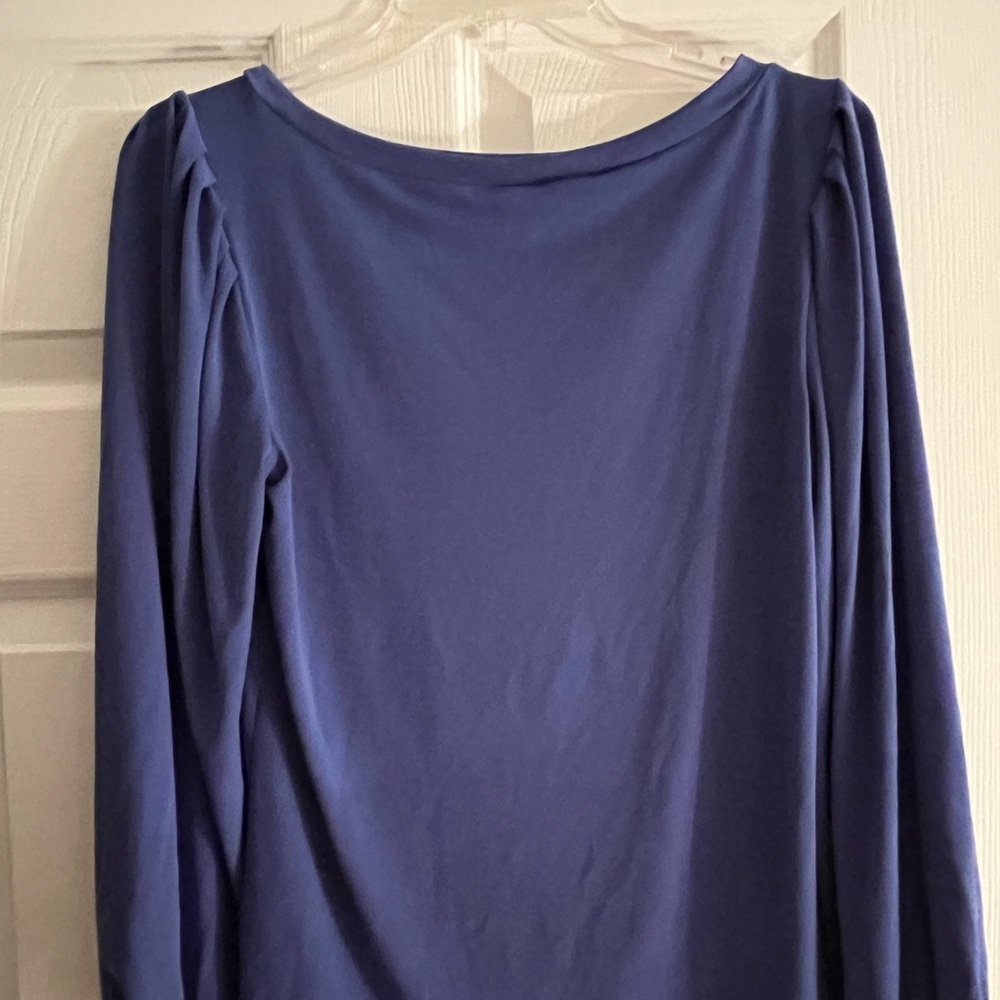 Purple wide neck Ann Taylor shirt w/ gathered sleeve - Loose, comfy and pretty.